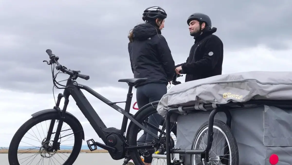 Group cycling along the Greenway on a camping tour